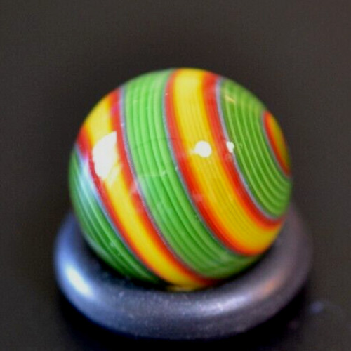 BRYAN TRILLAS GLASS MARBLE/.542″-VIOLET BLACKLIGHT LUCKY STRIPE-SUNFLOWER,LIME,R