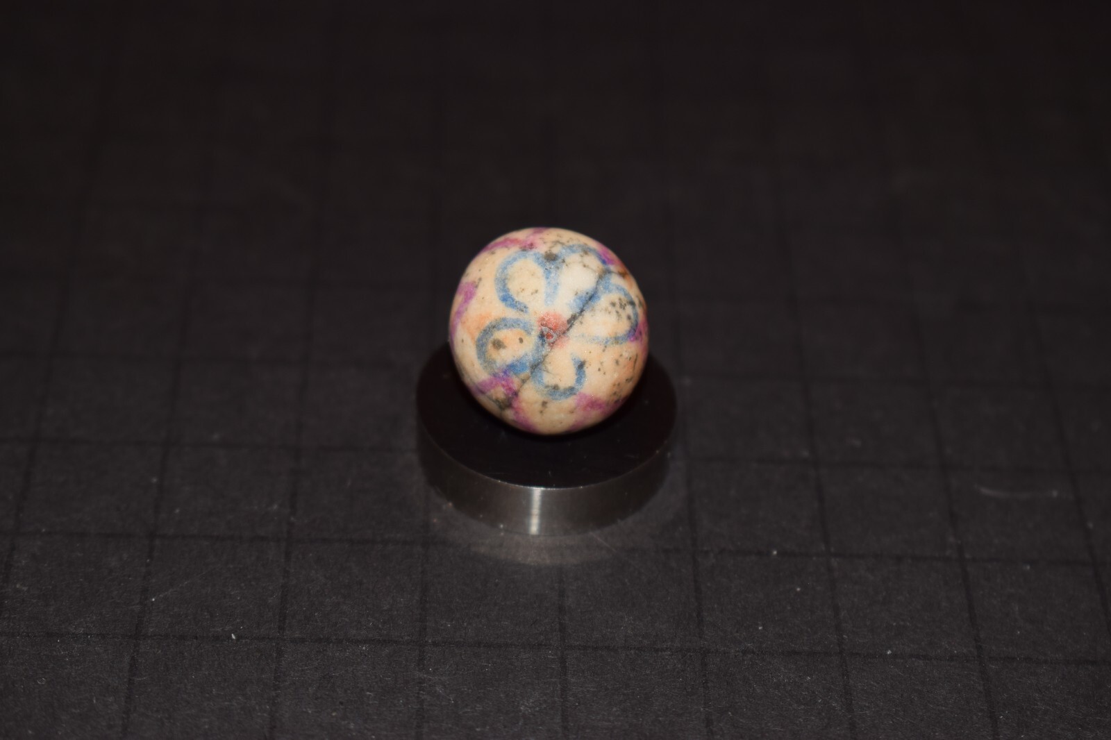 Antique Hand Painted Fired Glazed Clay Abstract Art Marble Size .765″=49/64″