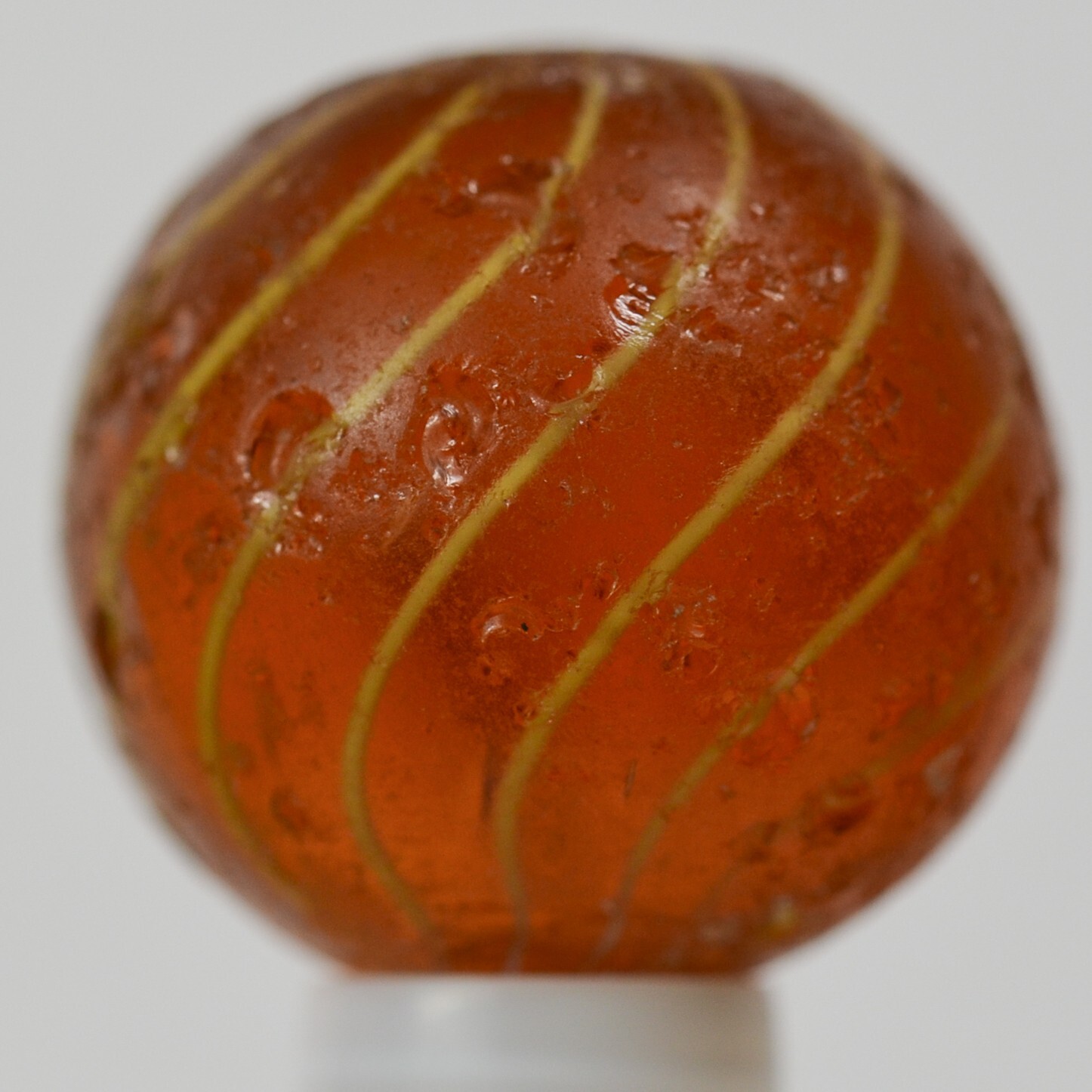 Handmade Gooseberry Marble, Amber Glass, 11/16 in, Good, Germany 1860-1920 S1401