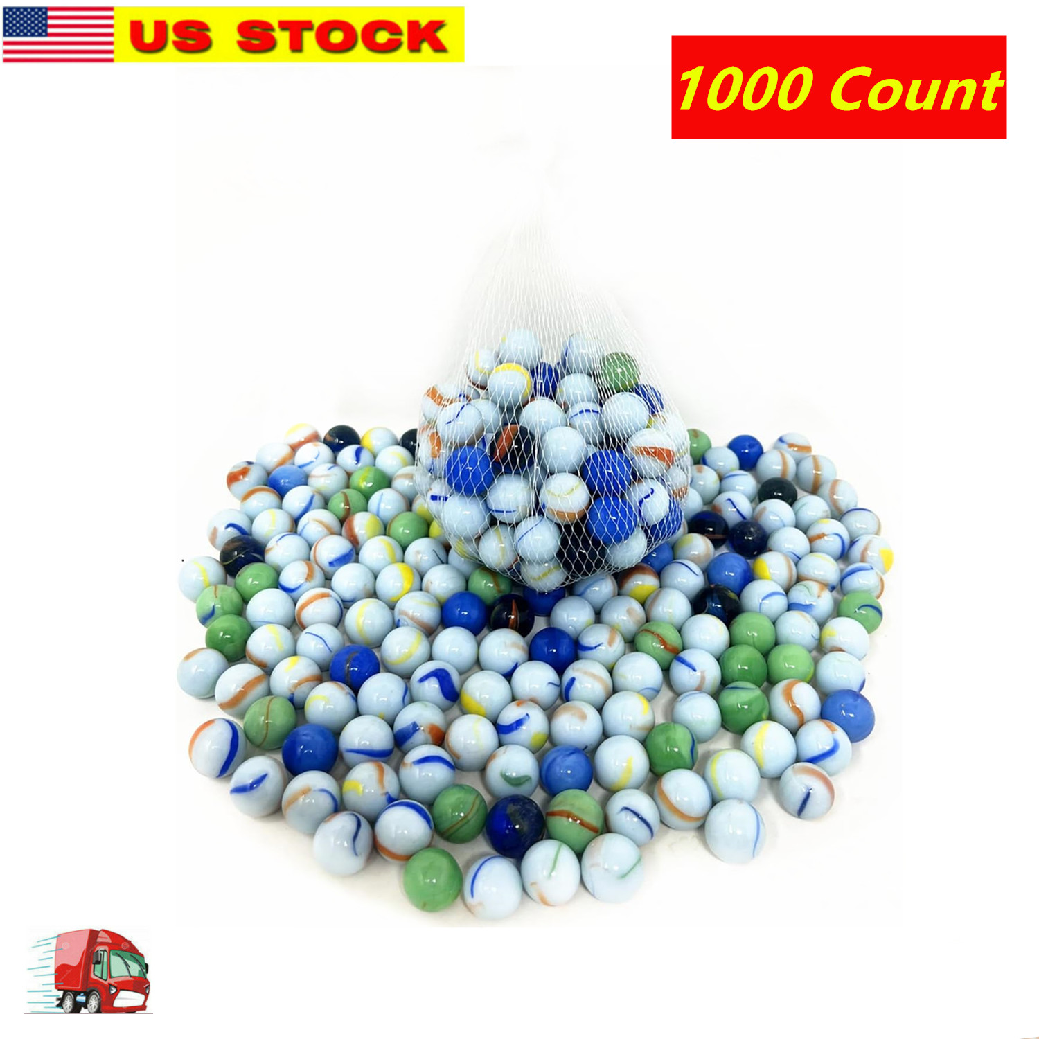 Lot of 1000 Glass Marbles 12lb Glass 5/8″ 16mm Bulk Wholesale Toy SlingShot Ammo