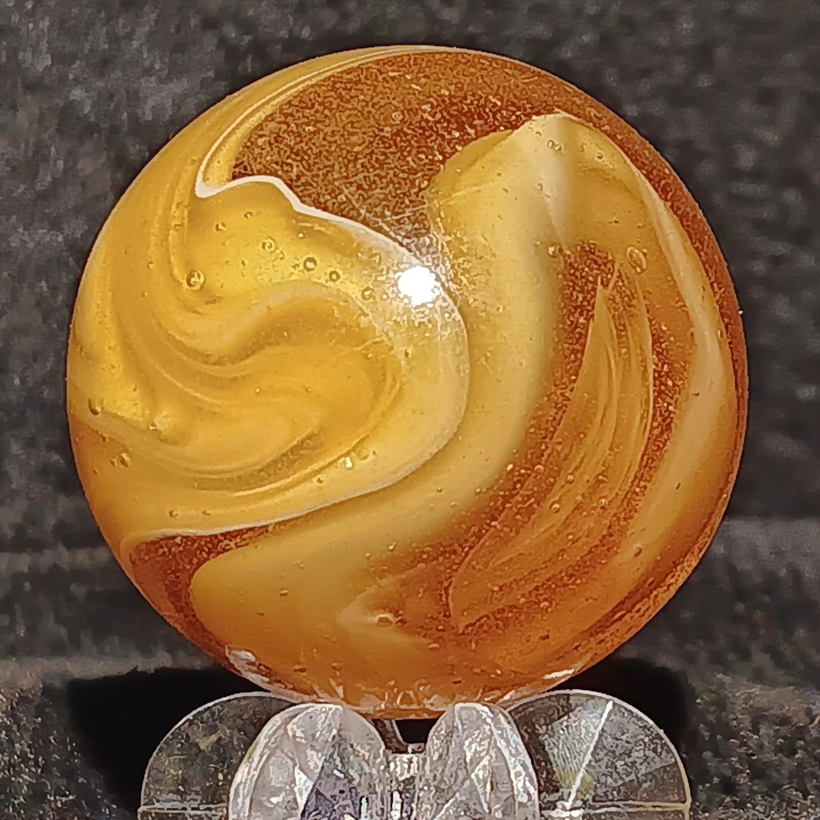 Xtra Large M.F. Christensen Slag Marble. 1.21″ Wet Mint. Htf Transitional. Wow