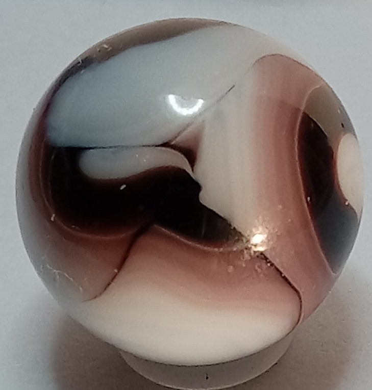 Vintage Marble Premium RAVENSWOOD WV Swirl White Plum Brown 9/16″ NM 1940S-50S