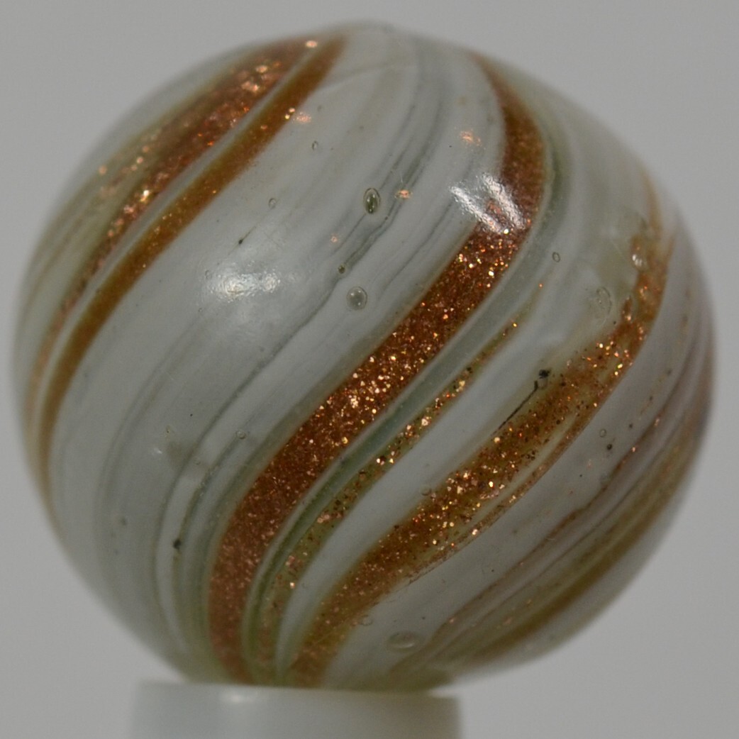 Nice Handmade White Onionskin Lutz Marble 11/16 in, Near Mint, Germany, S1328