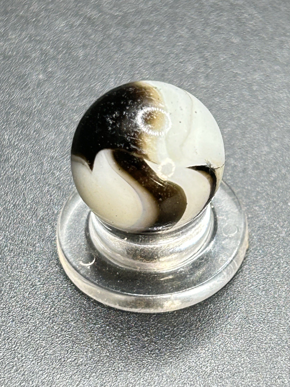 Peltier Zebra Marble w/ Aventurine Two Color Zebra Vintage Marbles 0.591”