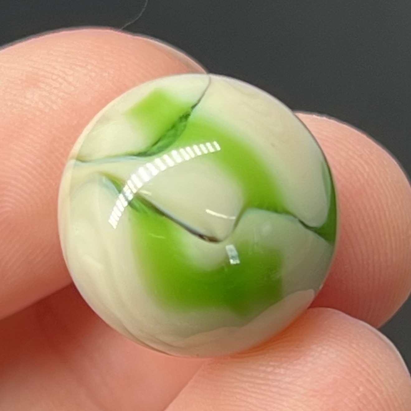 VTG Glass Swirl Marble Akro Agate Peltier Vitro .6” Slim Green Cream