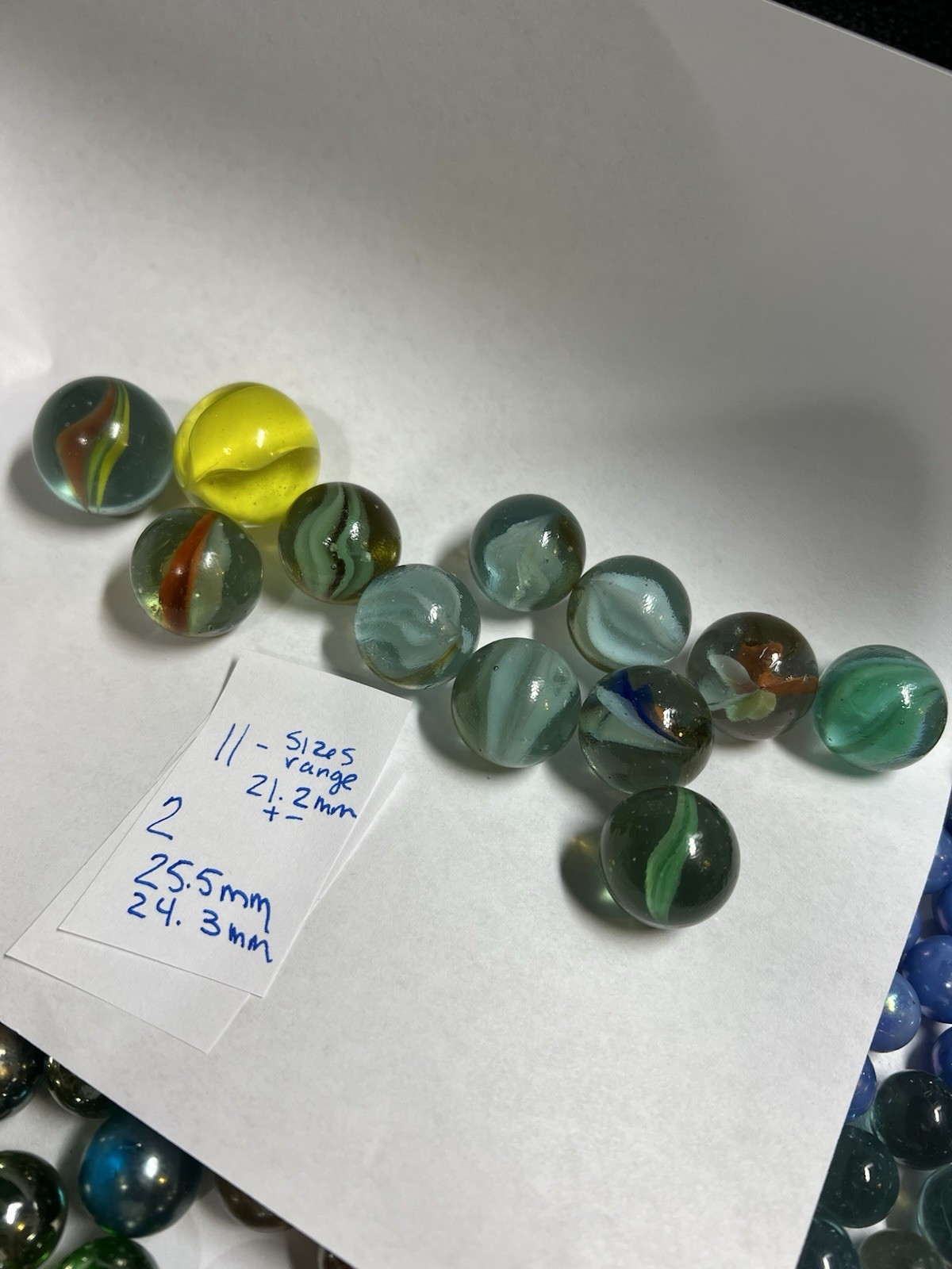 397 Lot Vintage Marbles Includes Cat Eyes/iridescent/blue/green/white marbles