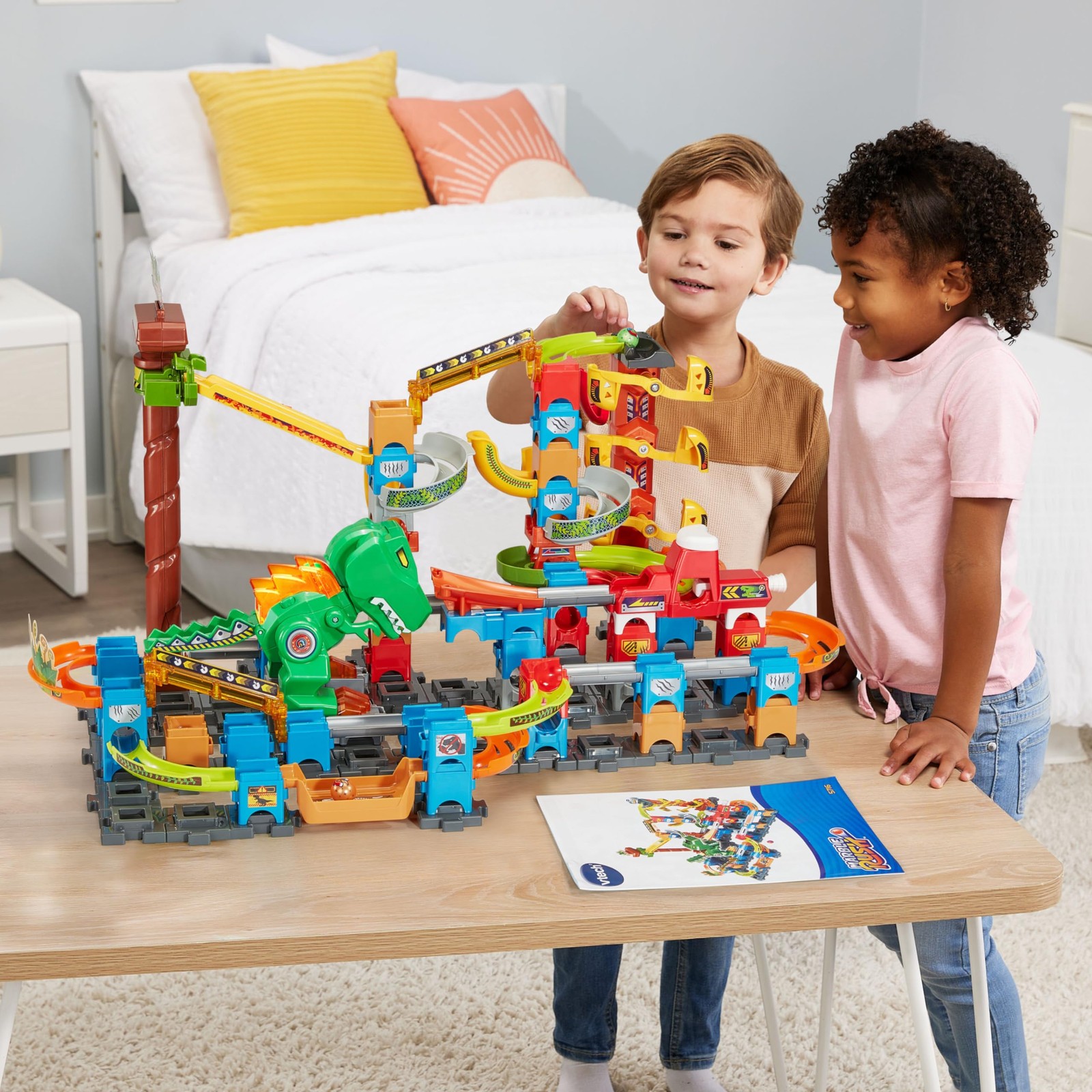 VTech Marble Rush T-Rex Dino Thrill Track 29.3″ x 17.4″ x 21.7″, Multicolor