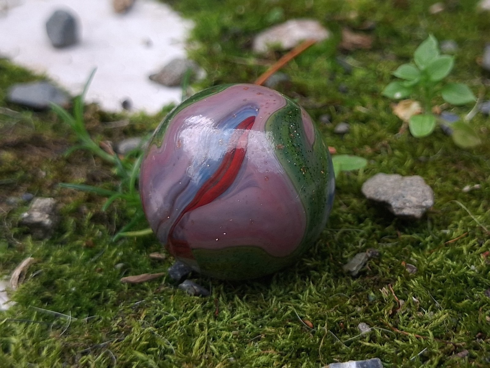 JABO/DAS Translucent Brick Lutz AV Swirl Marble Size .72 Mint Asmade