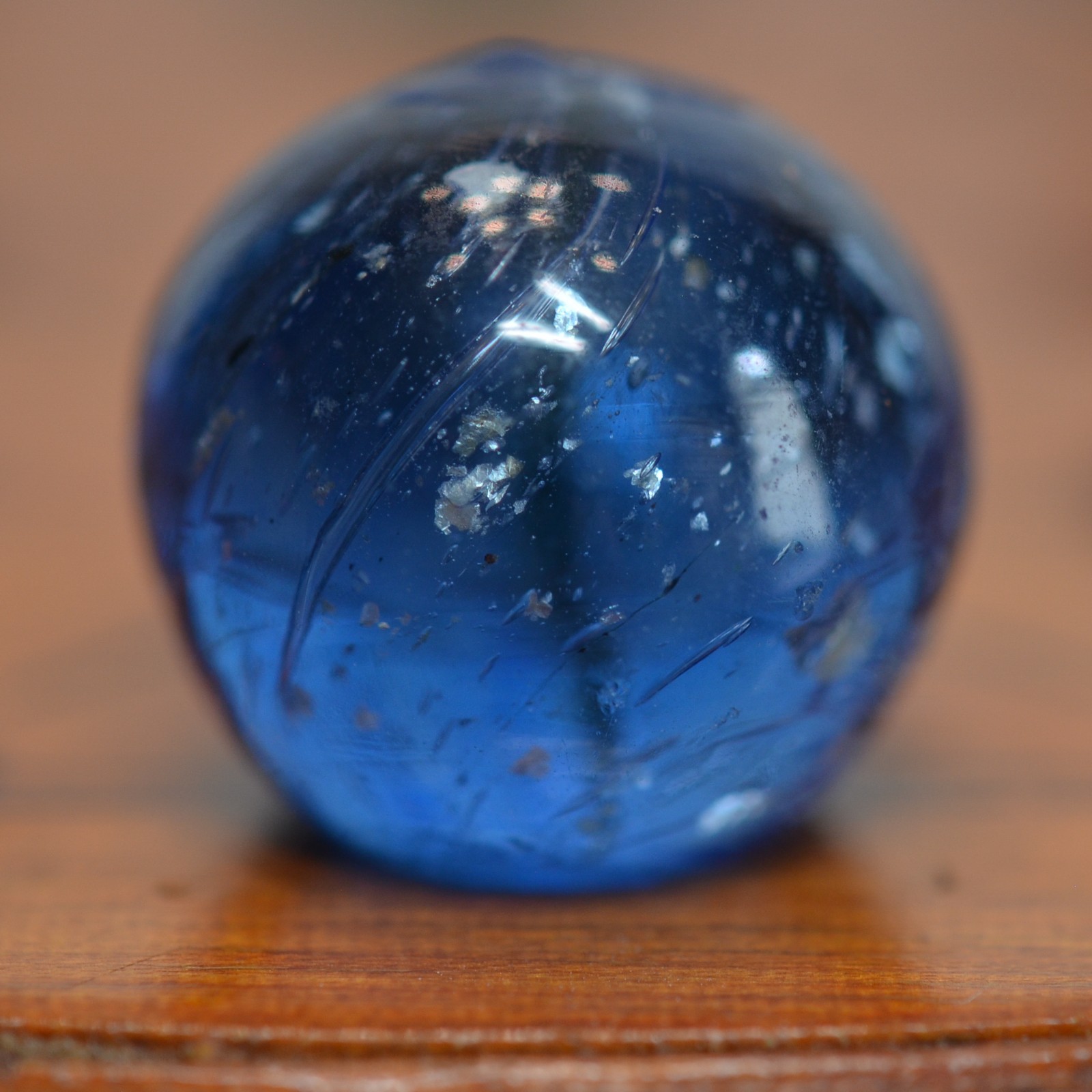 Handmade Blue Mica Marble, 11/16 in, Near Mint+, 1860-1920, Germany, S1542
