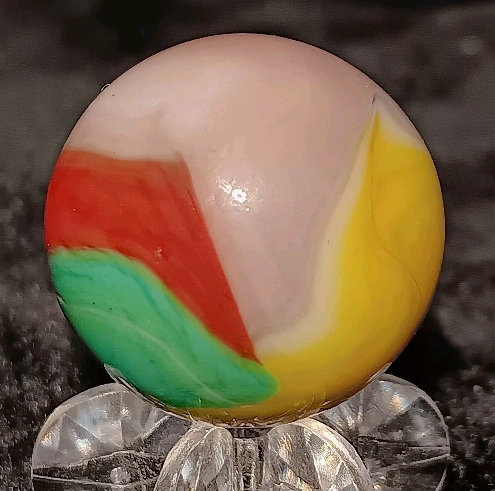 Vintage Vitro Agate Parrot Marble. .90″ Mint. 5 Colors with Aventurine. VHTF