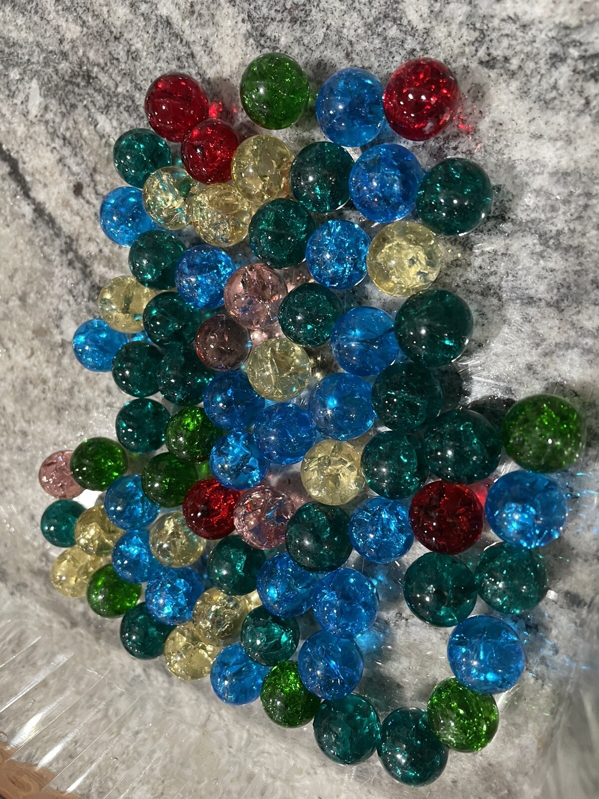 Large Lot of Crackled Vintage Glass Marbles
