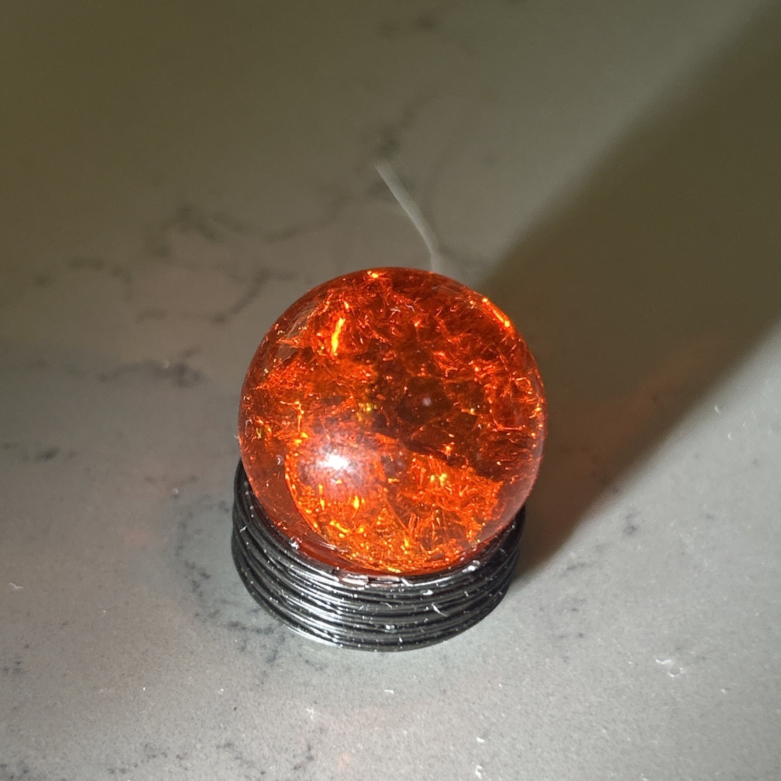 ⭐Vitro 🍊Orange Jeweled Crackle Glass Toy Marble Shooter Size 7/8″