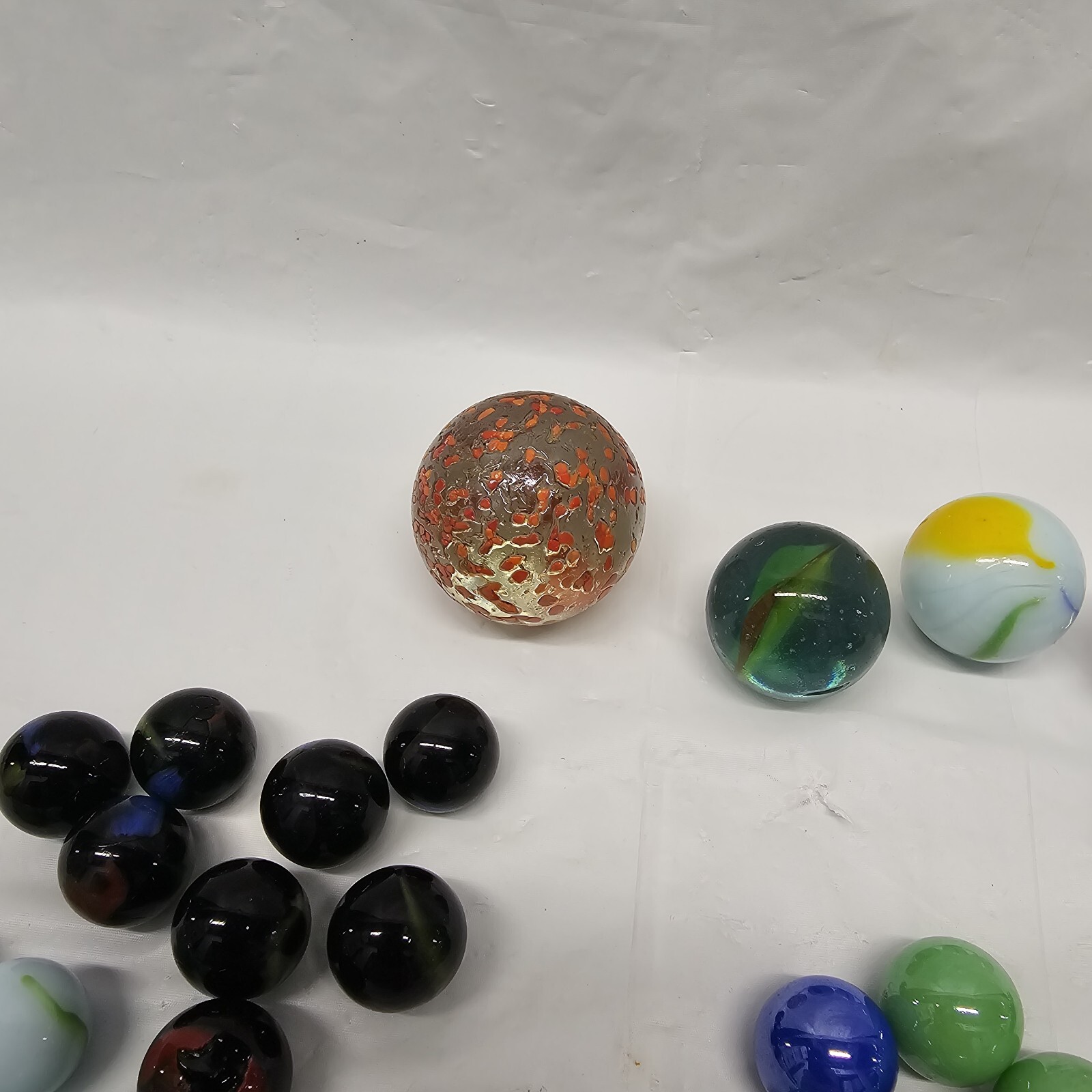 Huge Lot Of Vintage Marbles 165+ Large And Small 18 Mixed Varieties