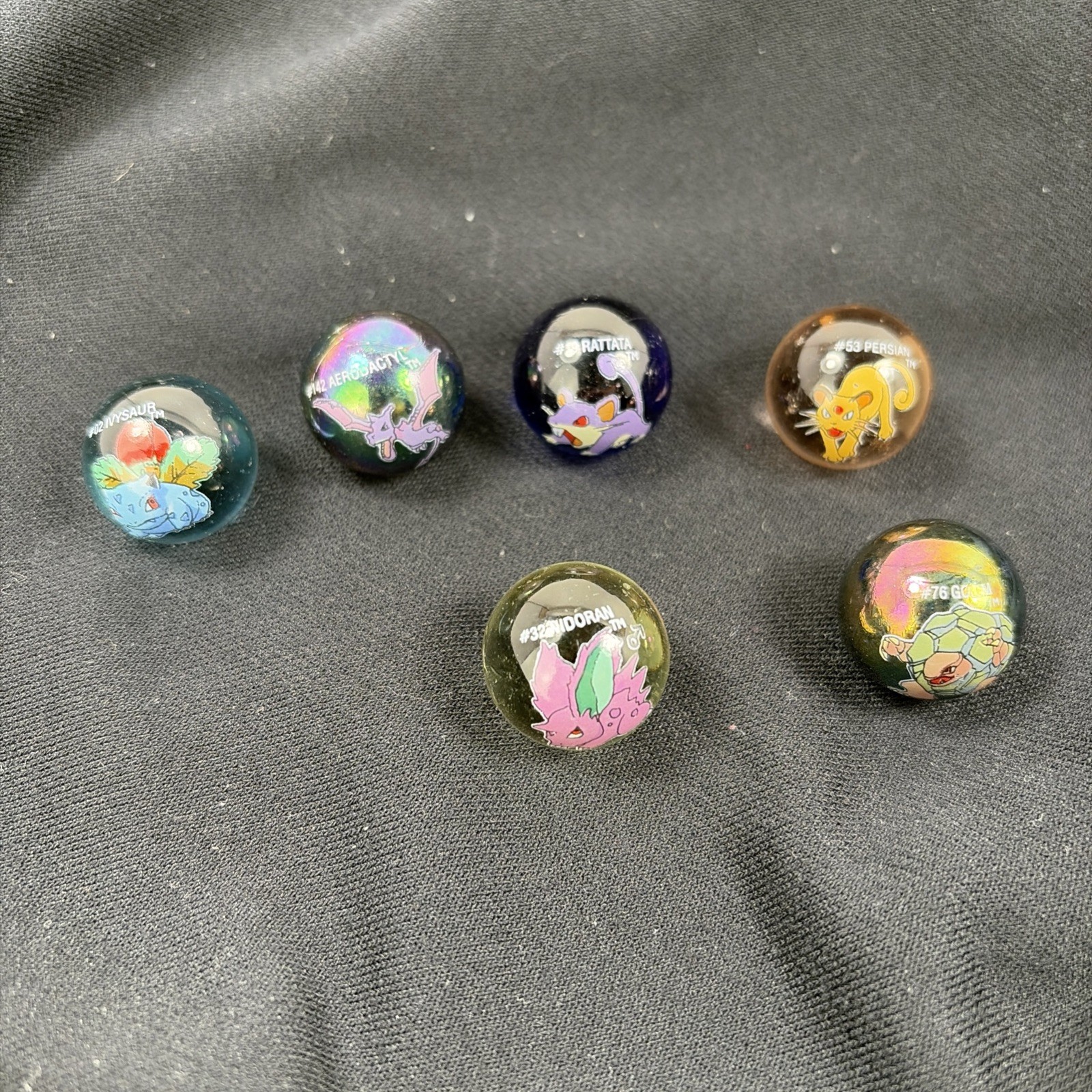 Pokémon Vintage Marble Lot Of 6 -No bag, see photos