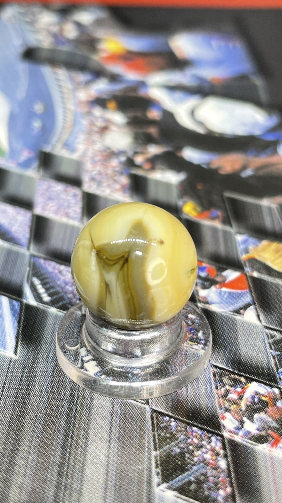Alley Or Champion Brown & White Crazy Swirl Mystery Marble Vintage Marbles .591
