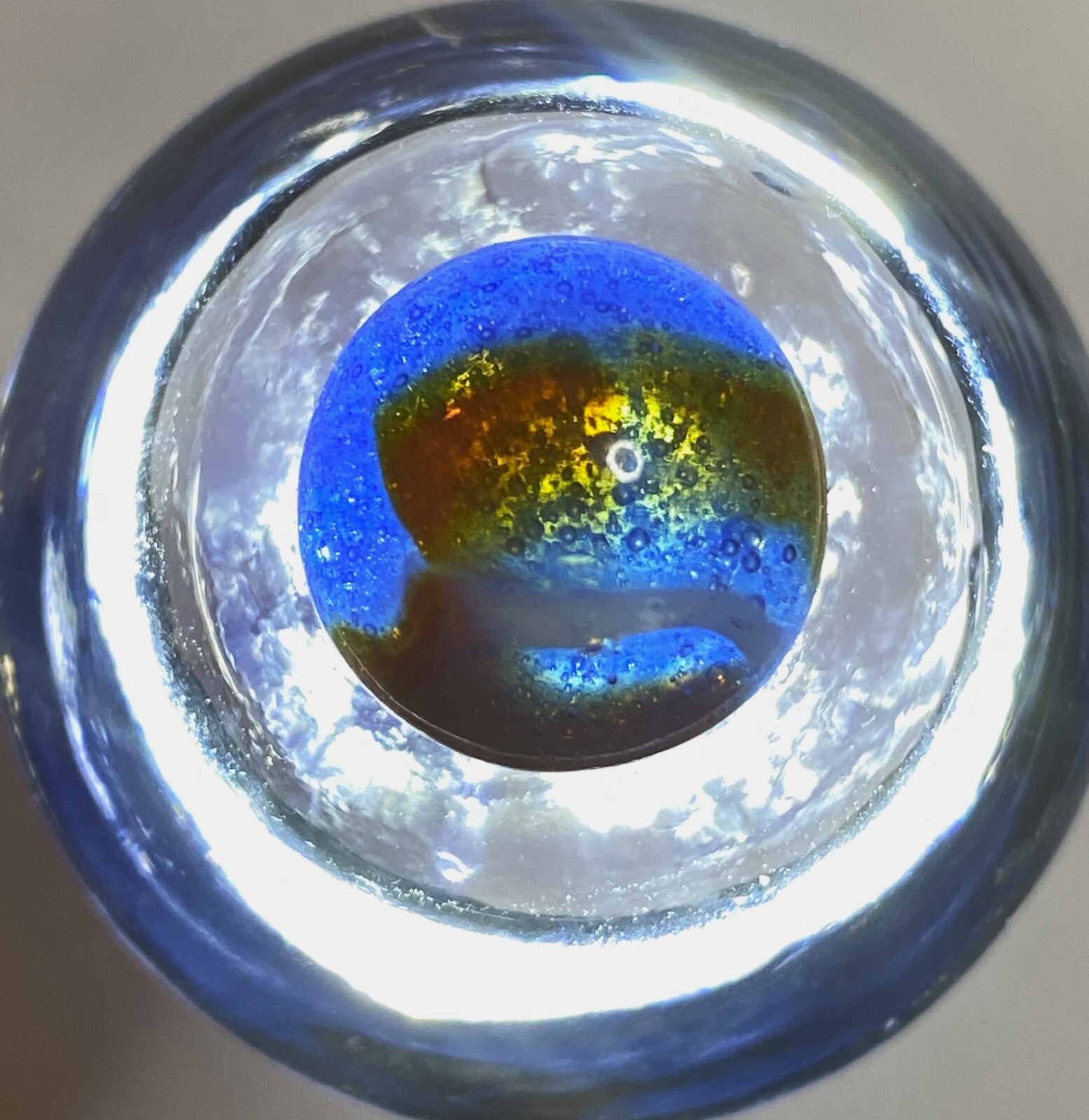 #6 PELTIER MARBLE HYBRID RAINBO BLENDED SPIDERMAN BURNT COLORS .61″ NM+/- MX125