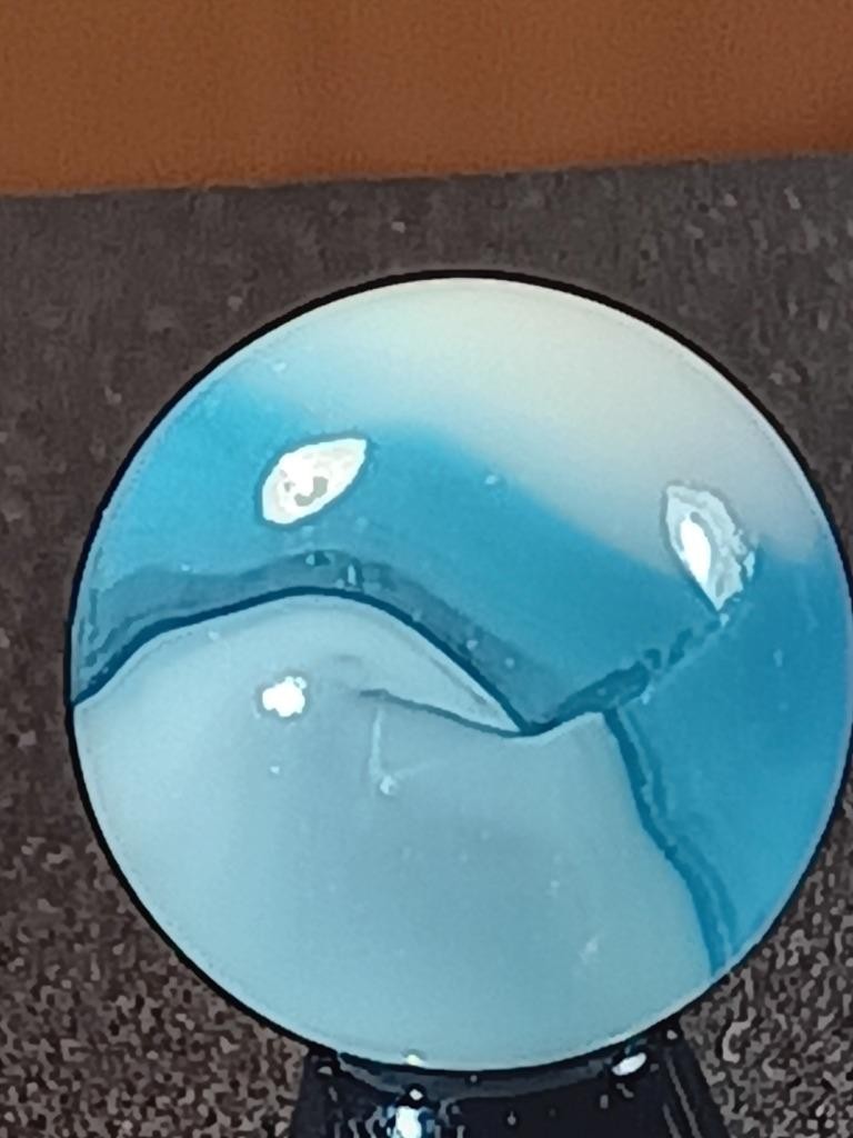 5/8″ Vitro Agate Sky Aqua Ice White on Clear Ribbon Patch NM Serious Marble B192