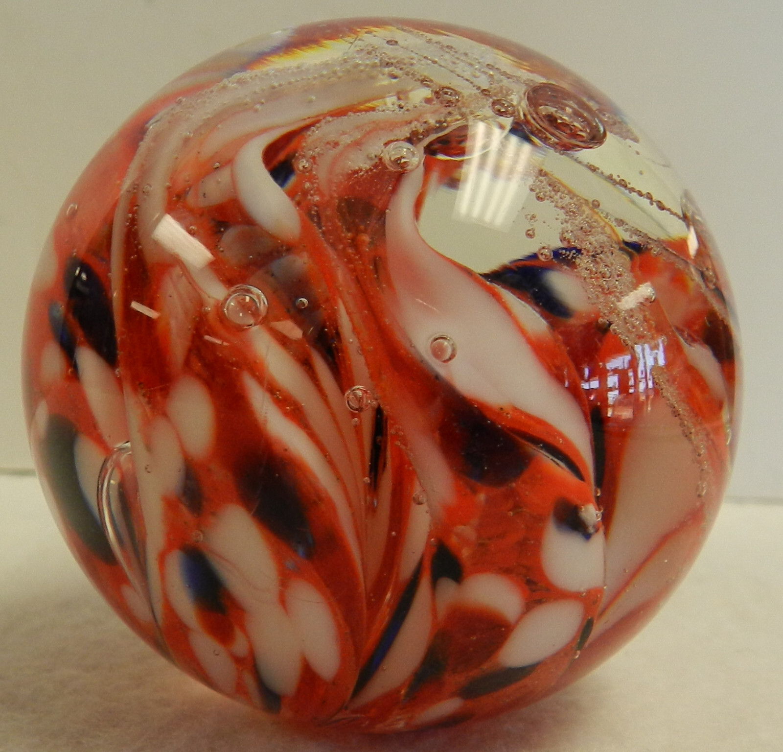 #18354m Nice Large Single Pontil Lobbed Contemporary Handmade Marble 1.92 Inches