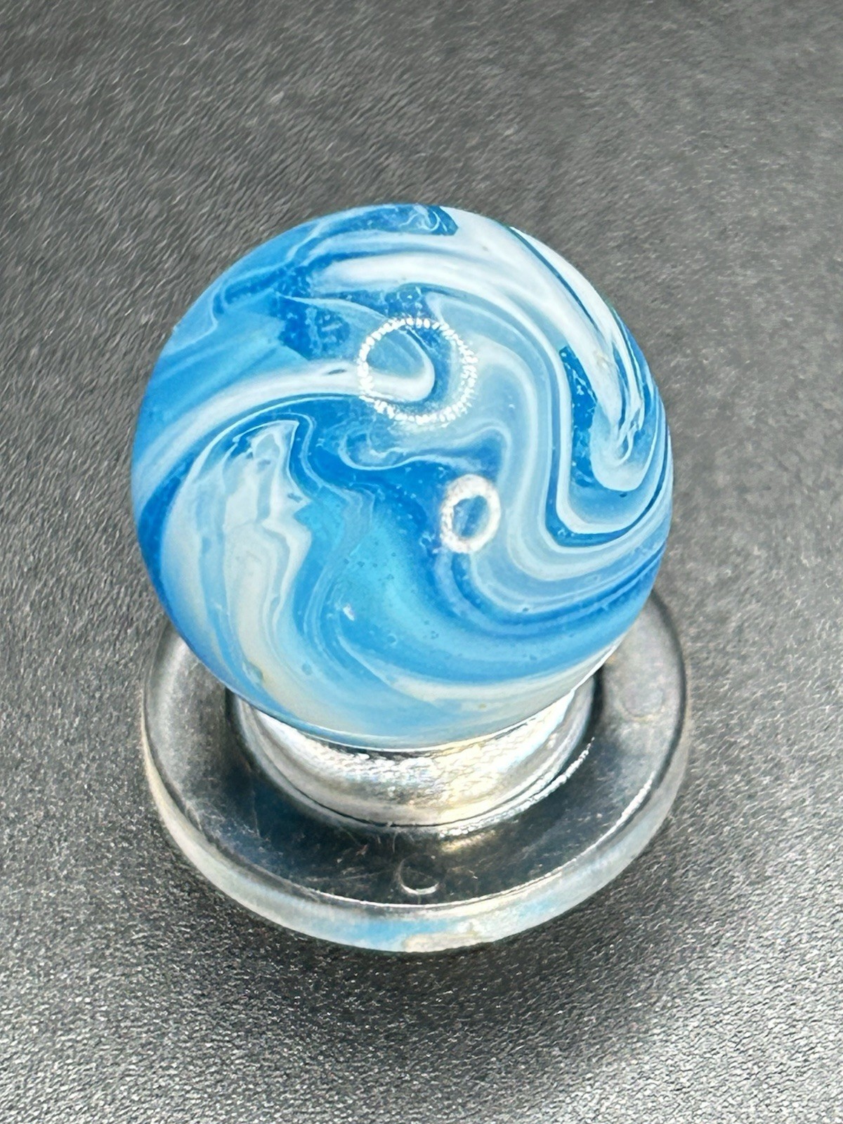 Vintage Christensen Road & Tunnel Marble CAC Aqua Blue Swirl Marble 0.709”