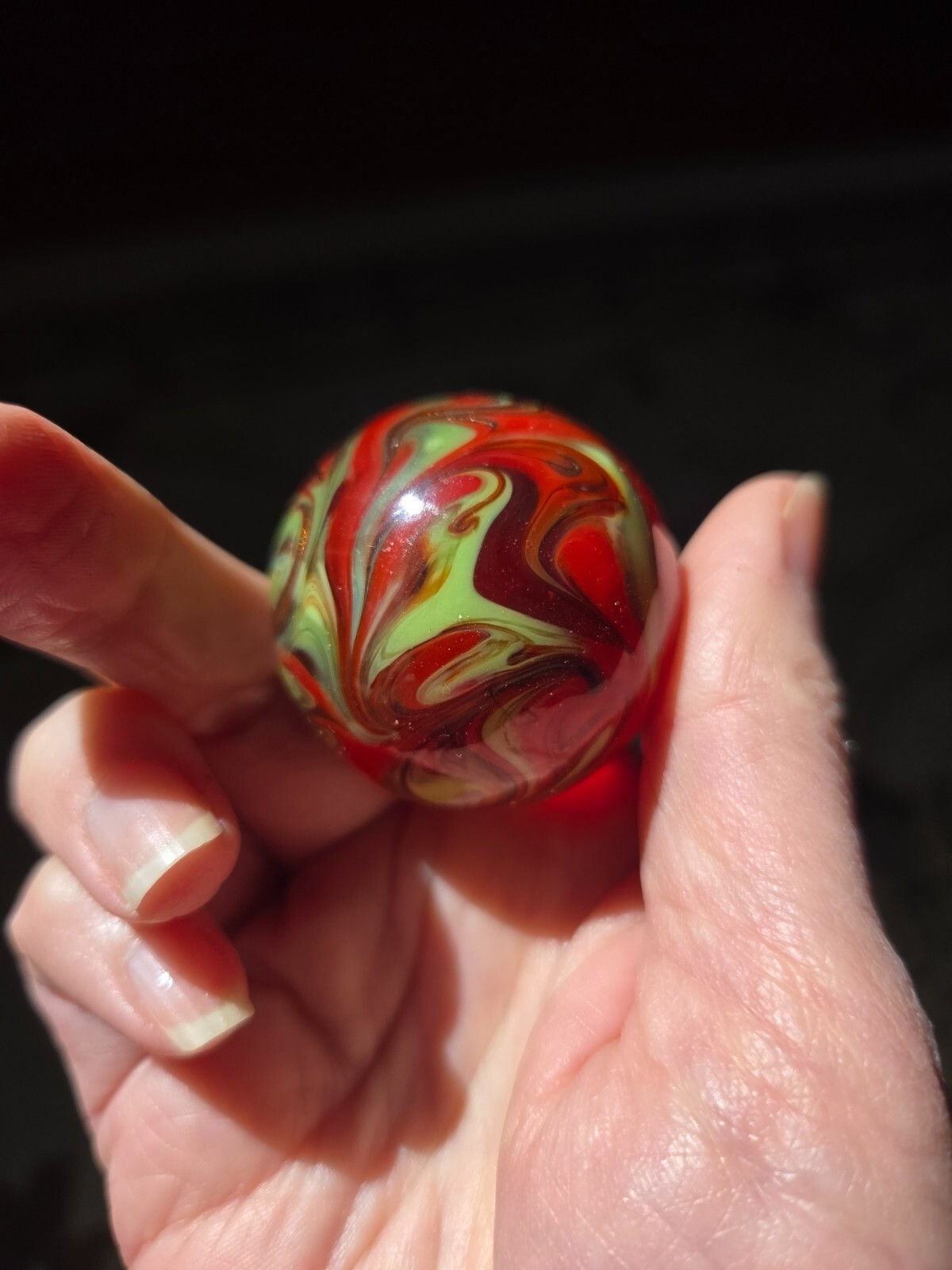 Art Glass Marble Large Shooter Swirled Davis Family?