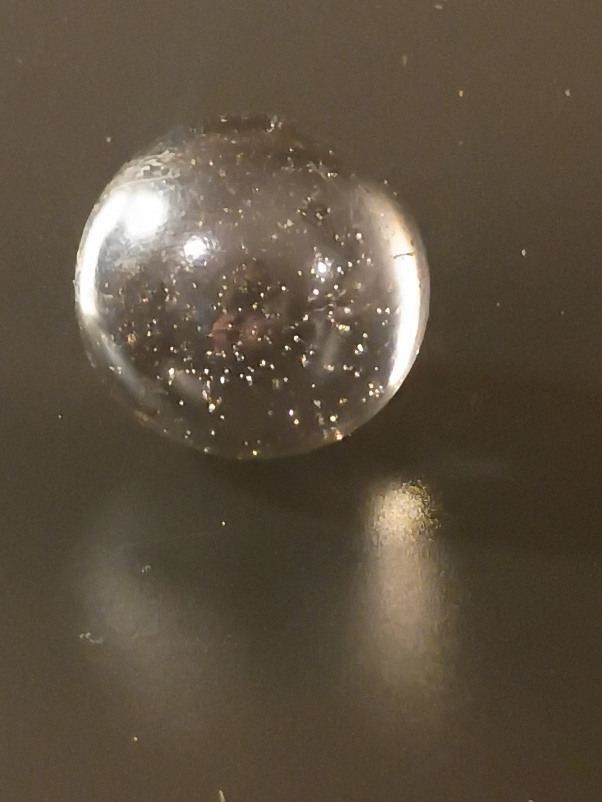 Vintage Estate Large Shooter Marble Pink Iridescent Glass With Bubbles 1”