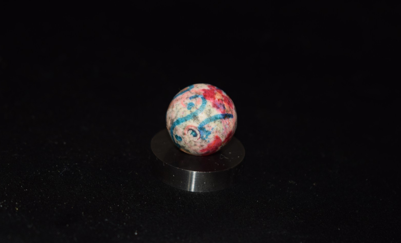 🧐👉Antique hand painted, multi-color glazed clay collector’s🌺art marble .750″