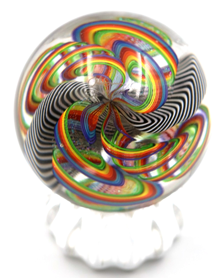 AWESOME Dichroic Cane JAMES ALLOWAY Art Glass SUPERNOVA Sphere Orb Marble 2.7″
