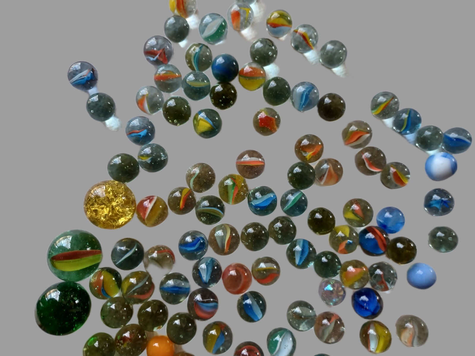 Marbles Lot of 100 +3 big multi-colored swirl
