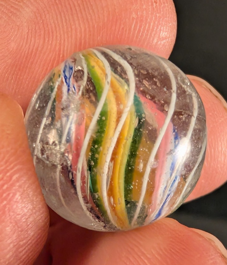 Vintage German Latticinio Core Swirl Marble Glass .759″ (6 colors)