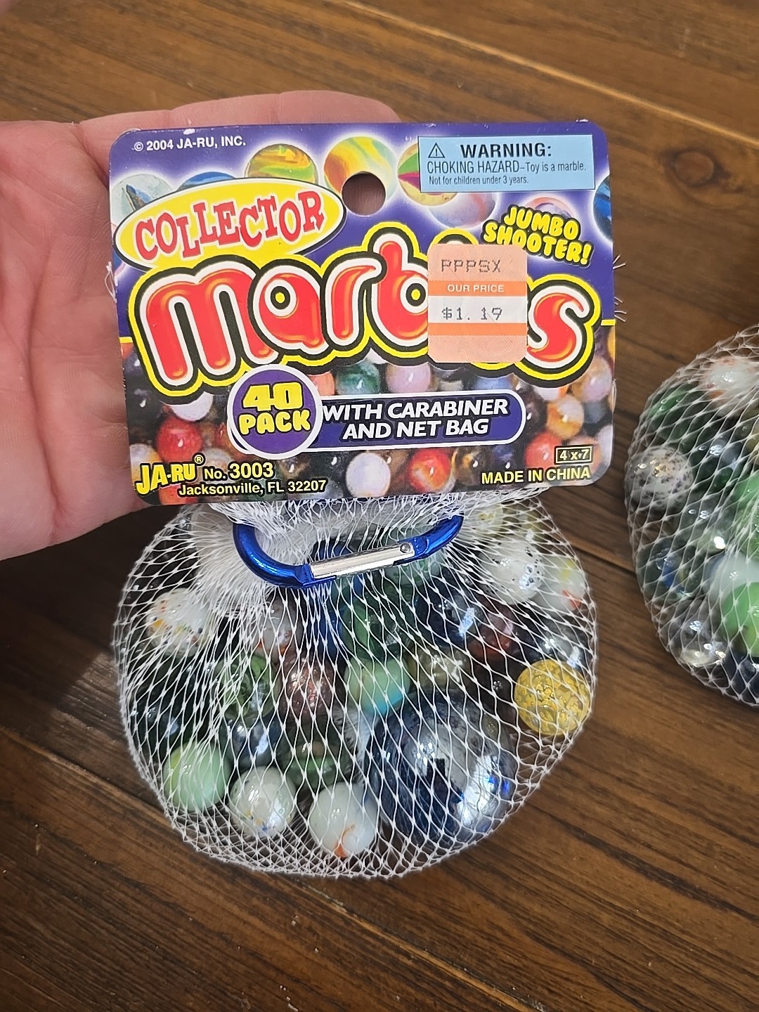 Vintage JA-RU Glass Marbles Lot 3 Bags With Shooters And Carabiner