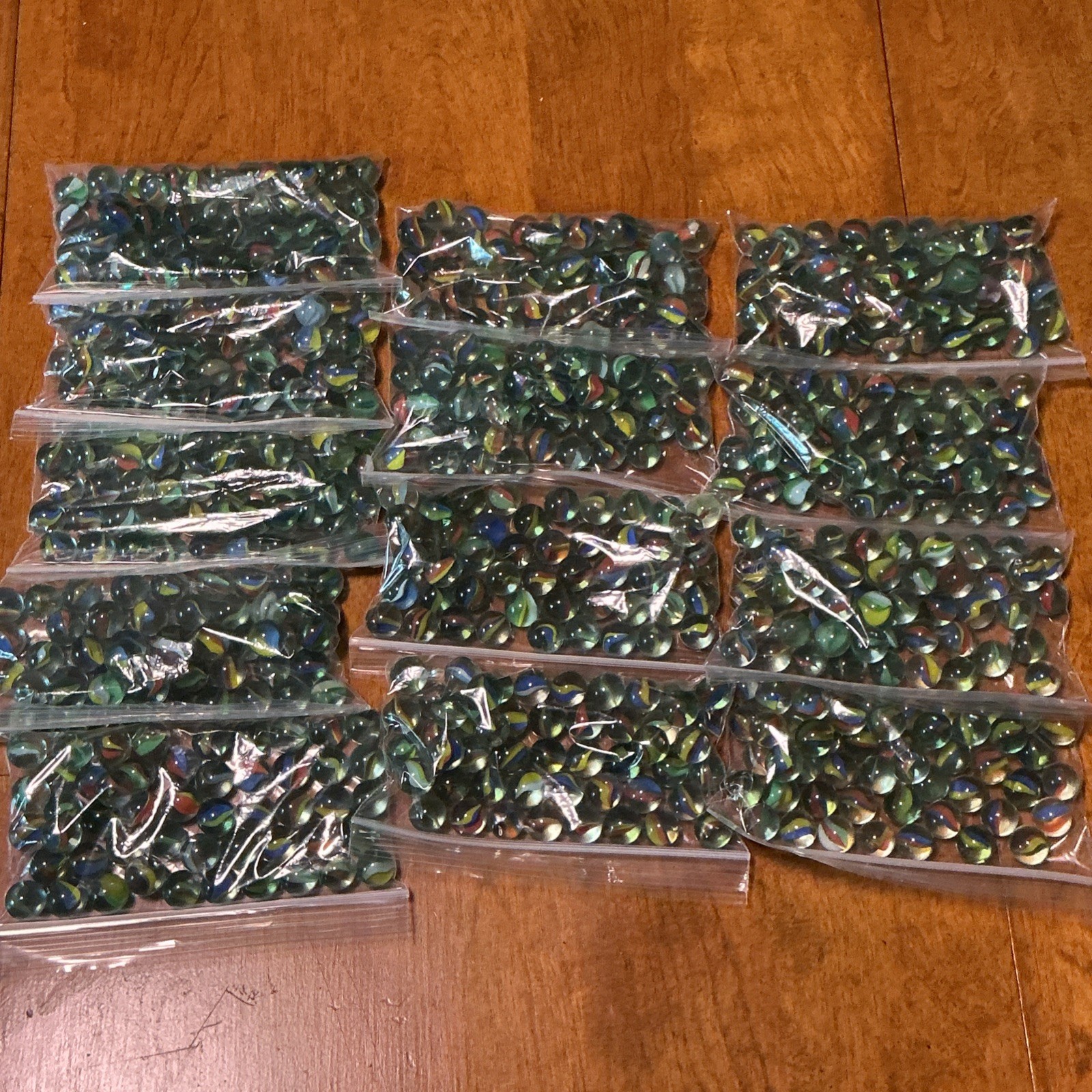 Vintage 5/8” Cat’s Eye Glass Marbles- Likely Vacor- Lot Of 50