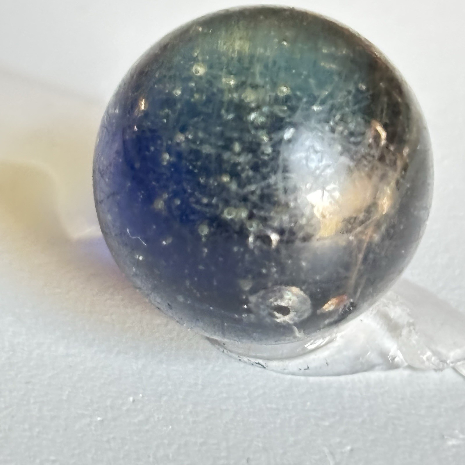 Akro Patch UV reactive Blue & Dark blue Vintage bubble glass marble .68″