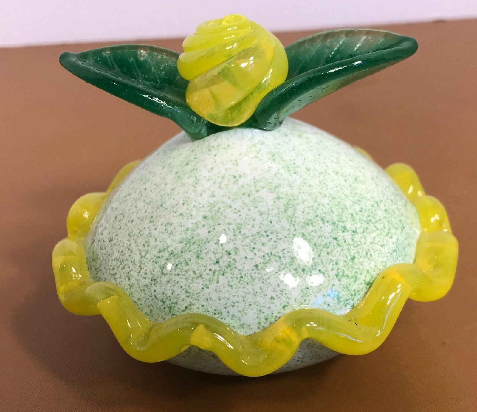 Art Glass Lemon Tart, Handmade Art Glass Fancy Deserts, Glass Petit Four, Signed