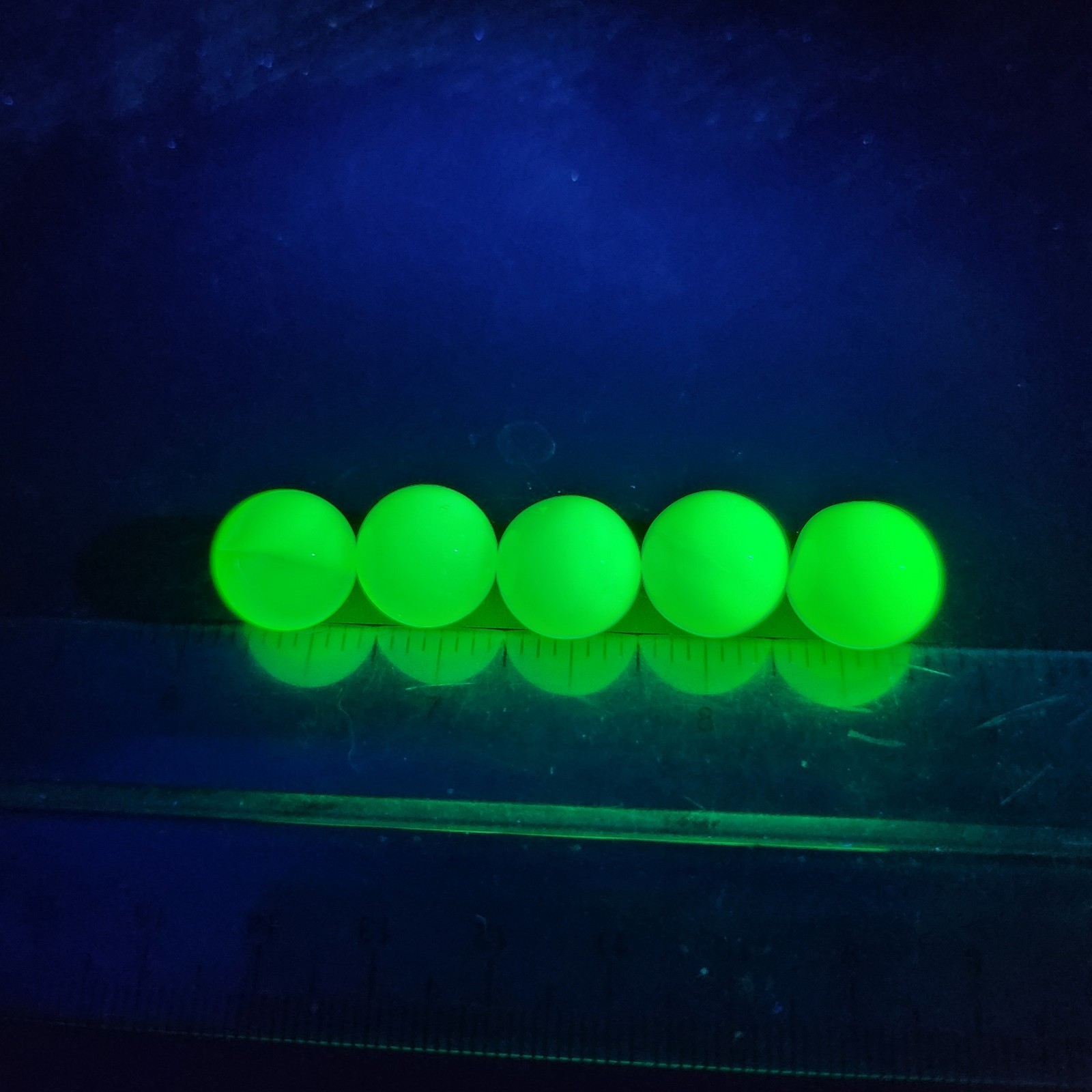 Lot Of 5 Opal Opalescent Vaseline Glass Uranium Glass Marbles Uv Glow