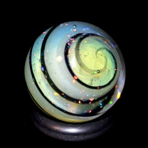 BRYAN TRILLAS GLASS MARBLE/.798″-OPAL MOTHER OF PEARL BLACKLIGHT-WORLDWIDE FAST