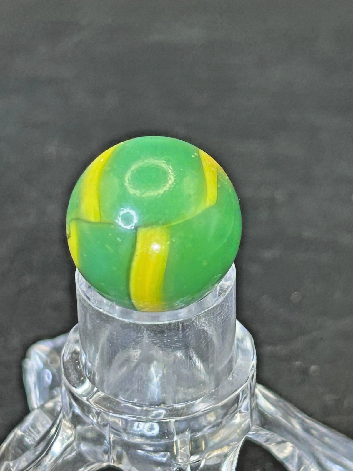 Vintage Peltier NLR Tri-Lite Marble, Green/Yellow/Orange, UV Reactive, .64″, Min