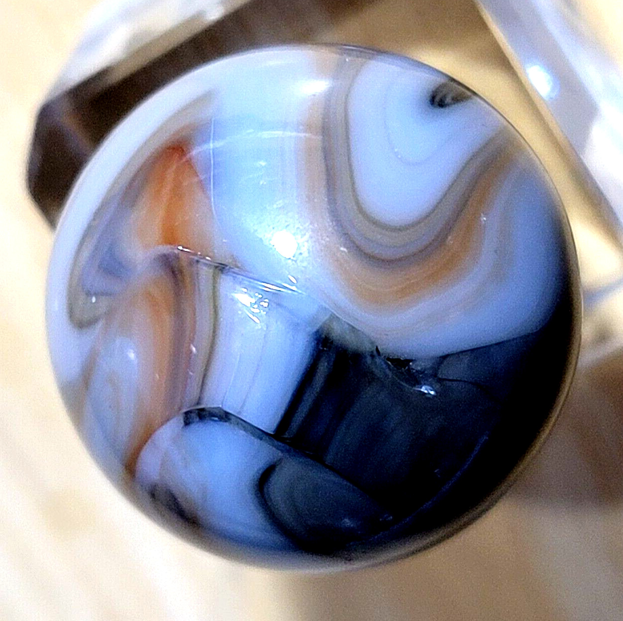 POLISHED MINT ! VHTF VINTAGE ALLEY AGATE / WV SWIRL BOULDER SIZED .917″ 2B/09