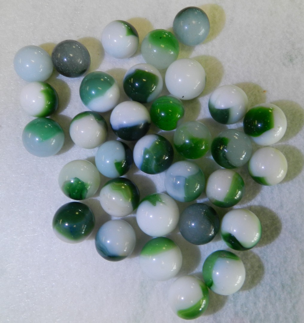 #20842m Vintage Group or Bulk Lot of 30 Mixed Company Patch Marbles