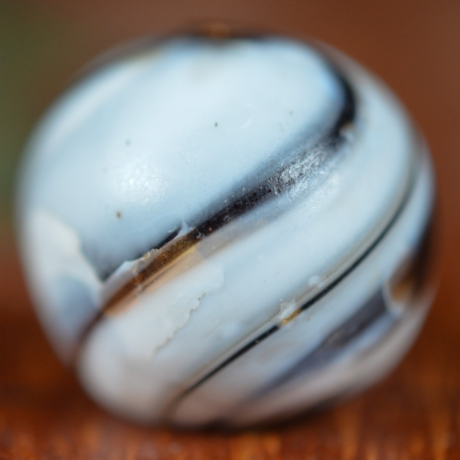 Handmade White and Amber Slag, 2 Pontils, 0.69 in, Good, Germany 1860-1920 S1620