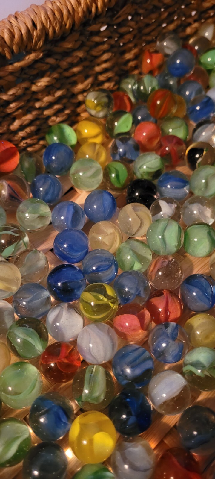 Large Lot of Vintage Marbles Clear with Colorful Insides Light Dark Decorative