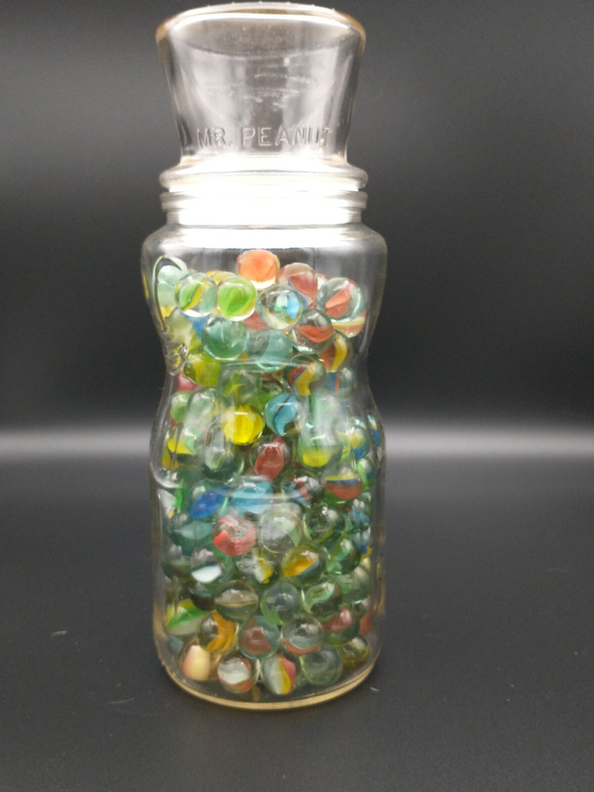 Vintage Marbles In 75th Birthday Mr. Peanut 🥜 Glass Jar