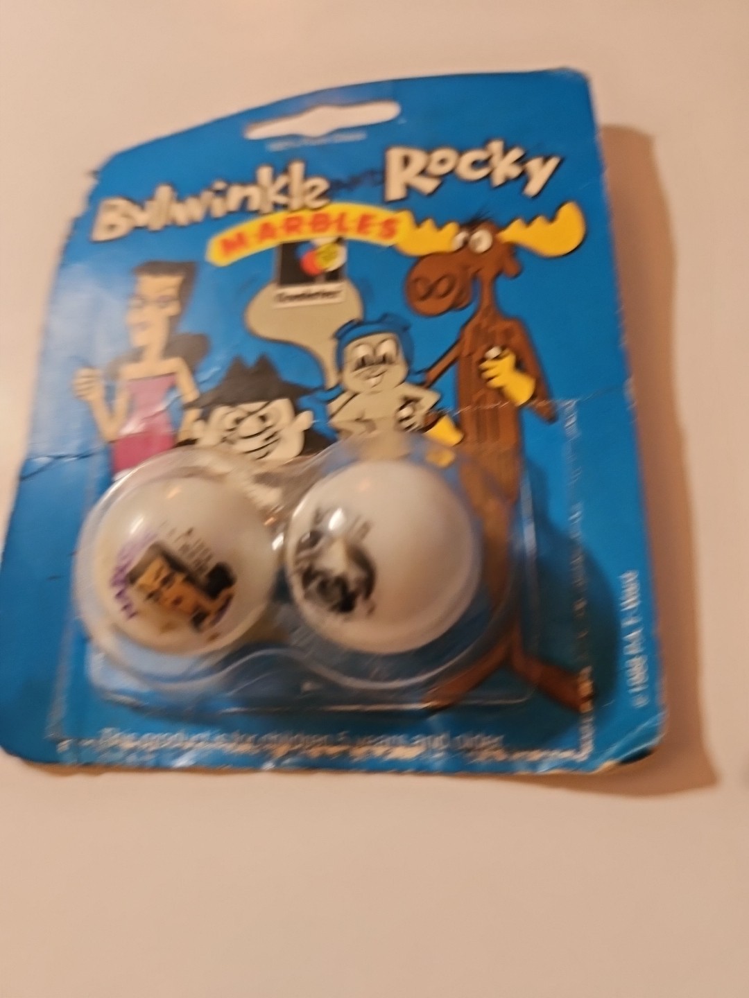 1988 Bullwinkle & Rocky Moosion Impossible Marbles 100% Pure Glass New Other
