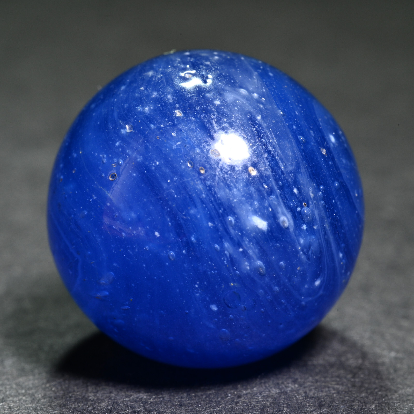 Greiner Antique German Handmade Marble Early 1860s Bubbly Blue 21.4mm 13/16”