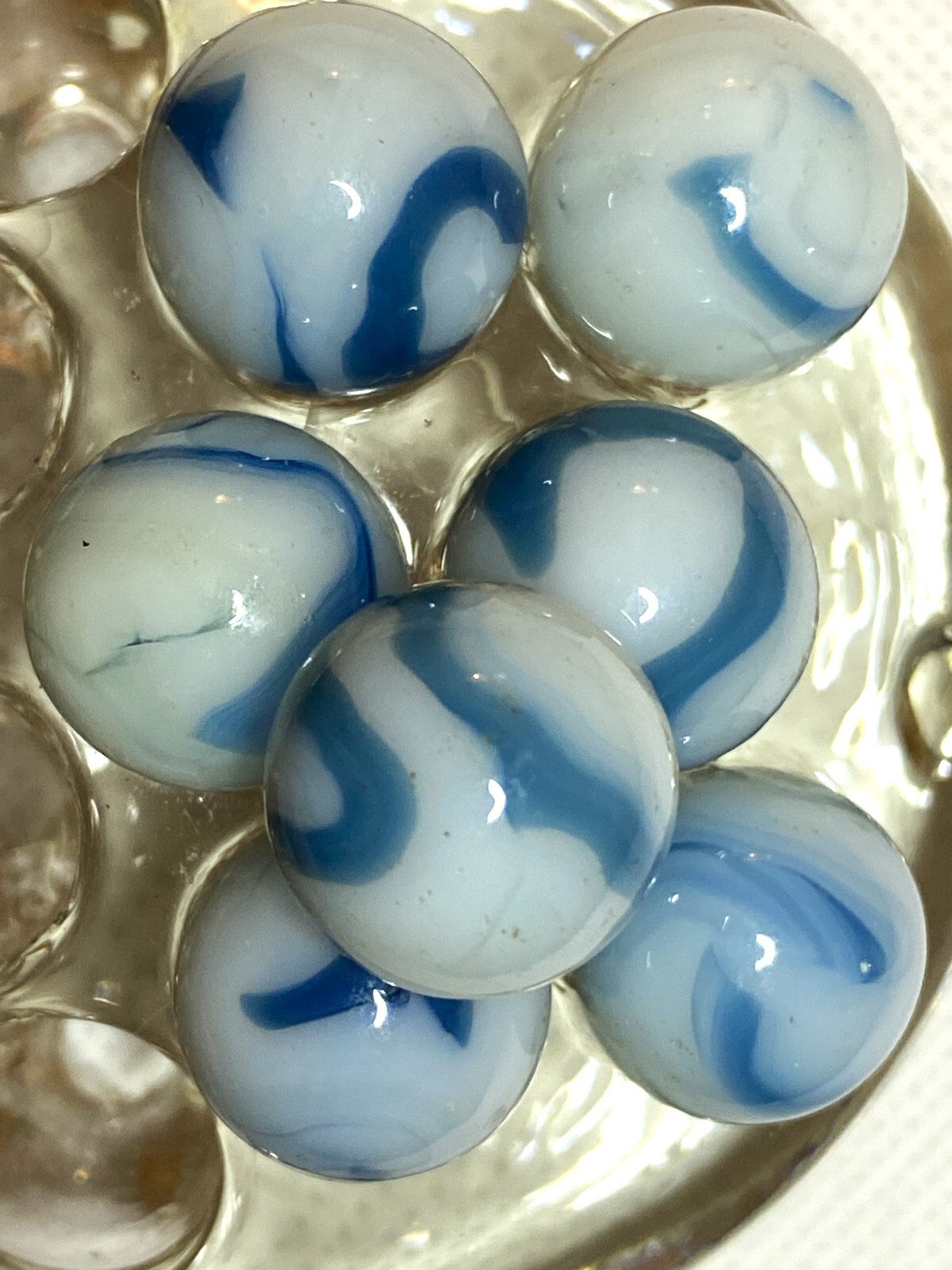 LOT 7 VINTAGE STUNNING SAME RUN WEST VIRGINIAN SWIRLS MARBLES NM+/- ~VARI” 4B/24