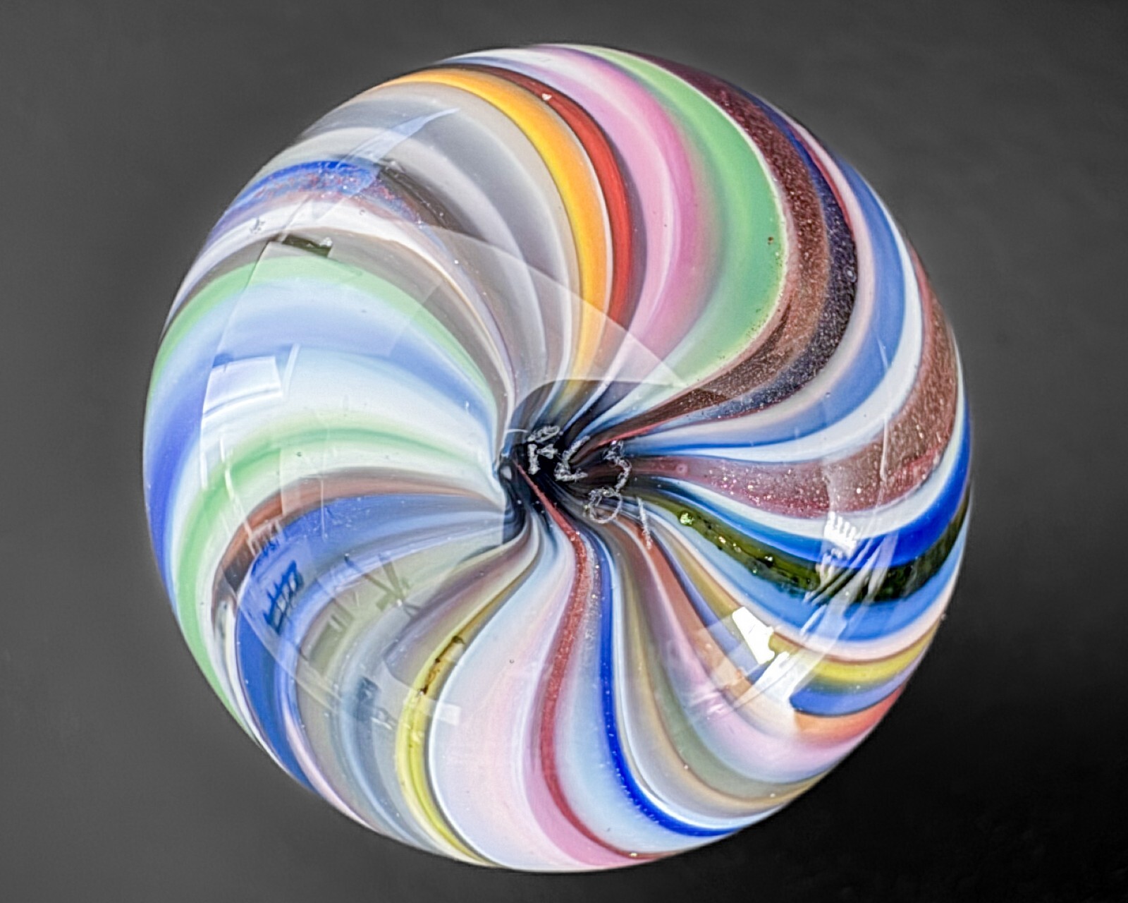 Eddie Seese 1.2″ 2001 Pastel Onionskin Handblown Contemporary Art Glass Marble