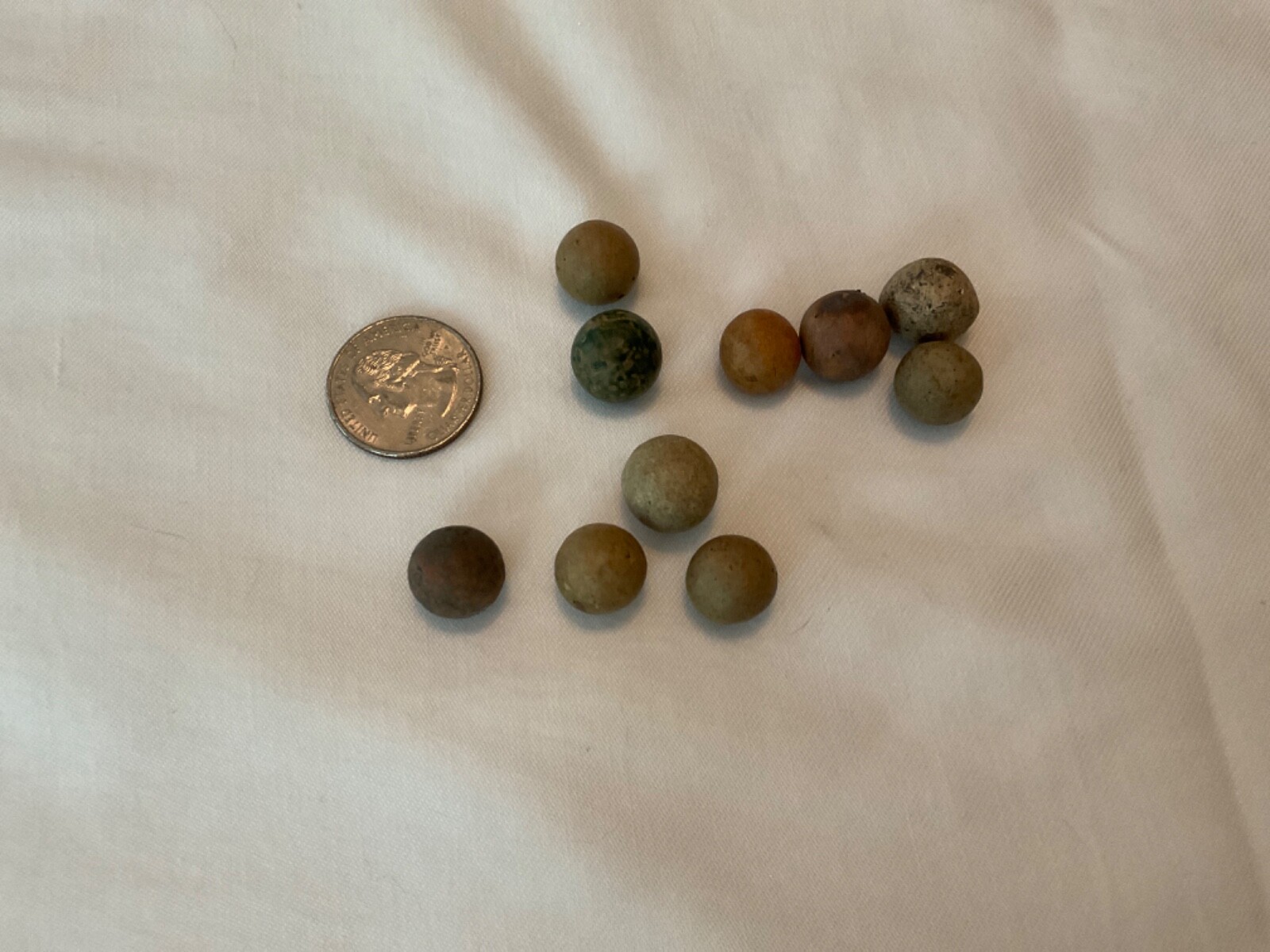 Antique 1800s Civil War era Clay Marbles Lot of 10. Sizes vary.