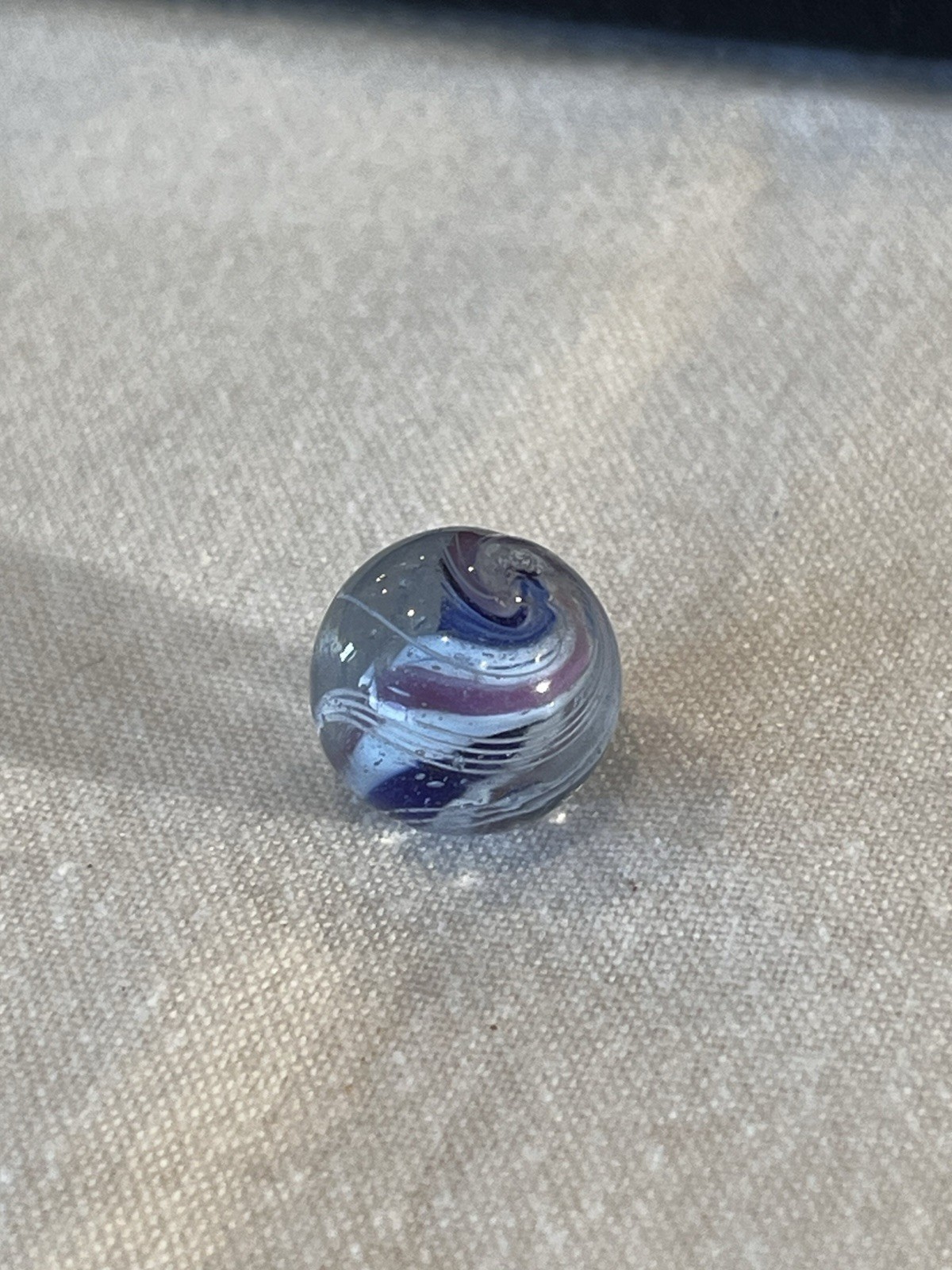 Peppermint Jelly Core Blue Glass German Swirl Marble .58