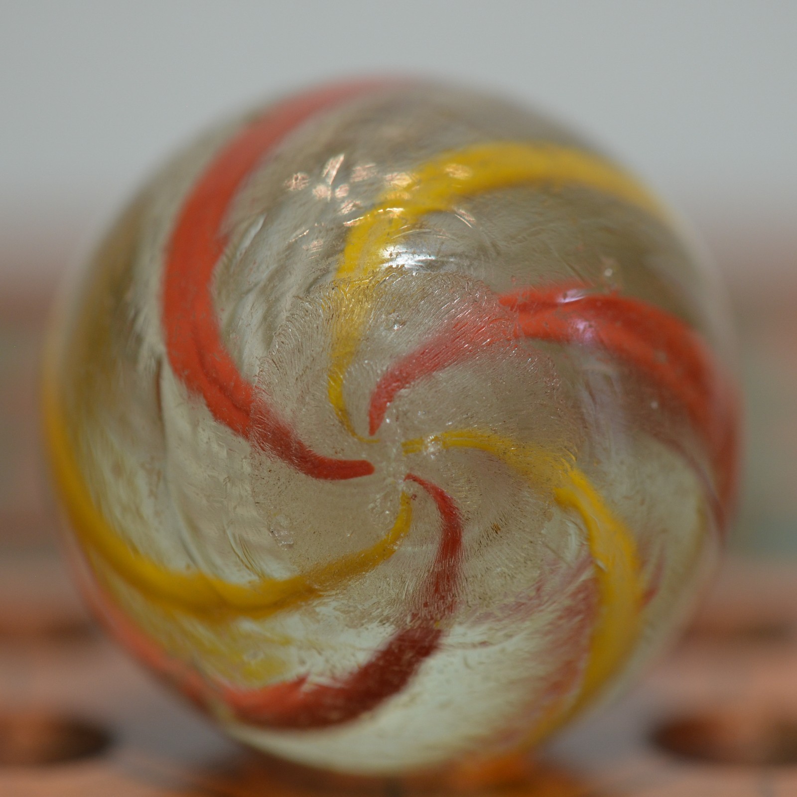 Handmade White Latticinio Swirl Marble, Shooter 1.23in Near Mint 1860-1920 S1560