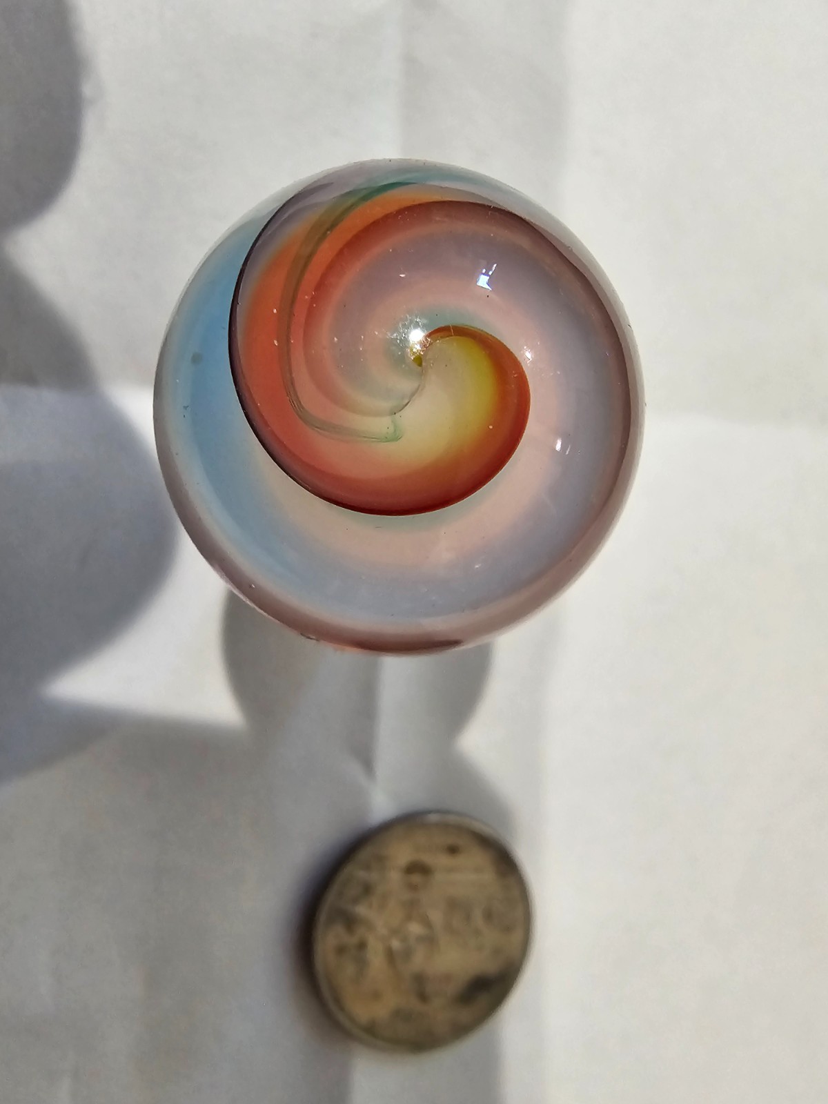 Handmade Art Glass Marble – Vibrant Multicolor Spiral Vortex Swirl – Jody Fine