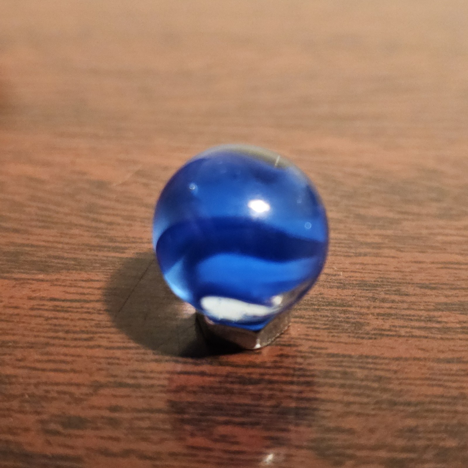 Vintage C E Bogard Blue Floppy 4 Lobe Cats Eye Uranium Glow .625 Glass Marble